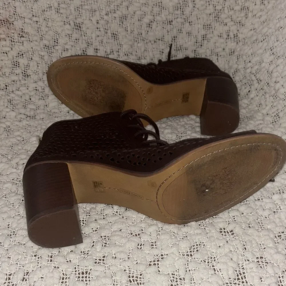 Vince Camuto Brown‎ Heeled Perforated Booties